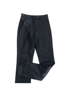 Women's Genuine Black Leather Pants Slacks